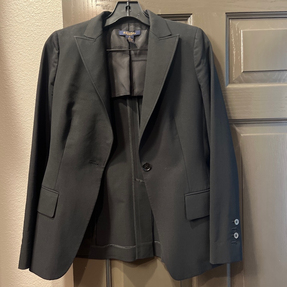 Black Brooks Brothers One Button Milano Blazer